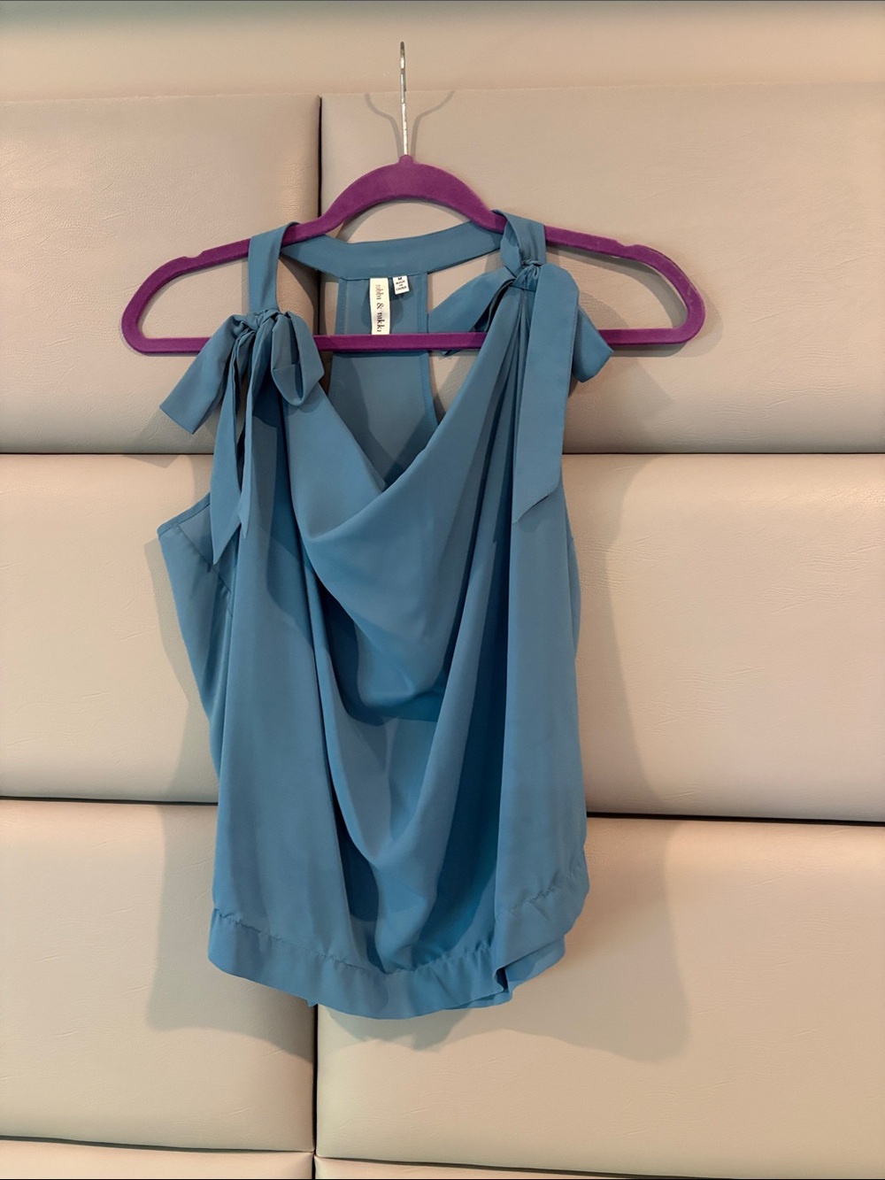 Robbi & Nikki by Robert Rodriguez Dusty Blue Tie-Shoulder Draped Camisole